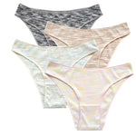 4Pcs/Set Women's Panties Low Rise Briefs Stretch Underwear Female Underpants Colorful Striped Panties Comfort Lingerie S-XL