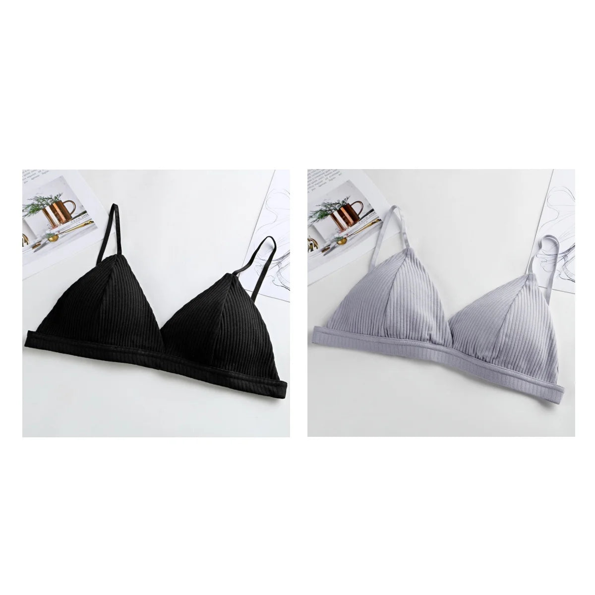 2Pcs/Set Cotton Bras For Women Push-Up Brassiere Sexy Lingerie Female Wire Free Seamless Underwear 1/3 Cup Padded Bralette