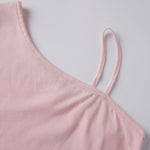 Women's Summer Solid Color One Shoulder Tops Short Sleeve Spaghetti Strap Fashion Going Out Camis Tops