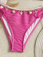 XS - XL Wrinkled High Cut Bandeau Bikini Women Swimwear Female Swimsuit Two-pieces Bikini Set Shells Bather Bathing Suit Swim