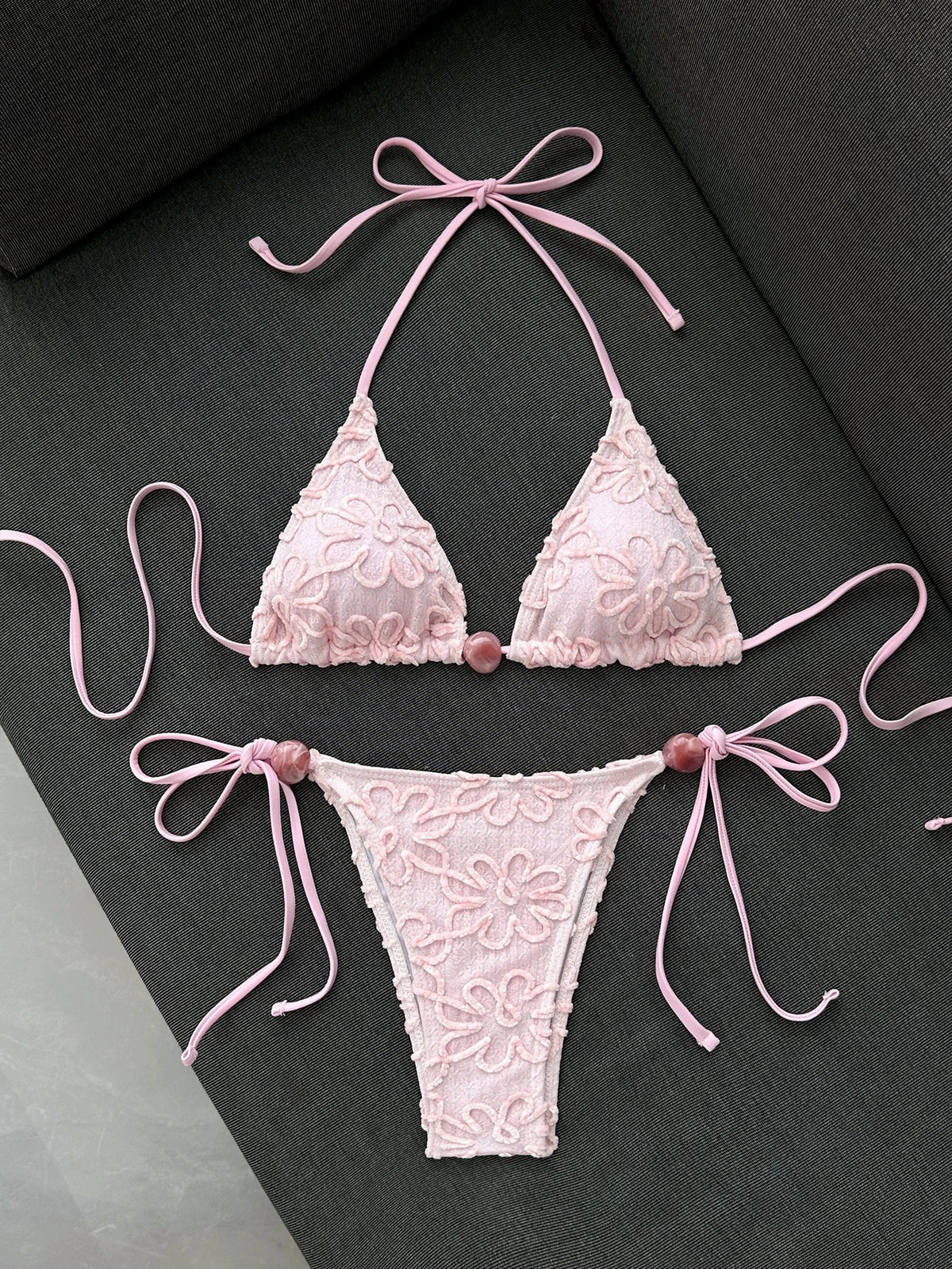 DEKA Pink Lace Micro Bikini 2026 Women Brazilian Push Up Bra Tie Side Thong Swimsuit Beach Holiday Bathing Suit 2 Piece Swimwear