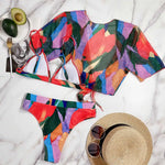 S - XXL Leopard Printed High Waist Bikini Female Swimsuit Women Swimwear Three-piece Bikini set Bather Bathing Suit Swim V2805SW