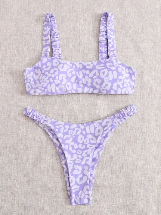 Sexy Micro Bikini Women Orange Leopard Print Push Up Padded Thong Swimsuit Female Cut Out Bathing Suit Swimwear Biquini