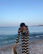 Knitted Dress Leace-up Vestido Dresses 2025 Woman Beach Hollow Out Slim Vacation Beachwear Temperament Long Sleeves Holiday Sexy