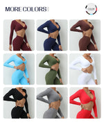 Long Sleeve Gym Crop Tops for Women Twist Deep V Workout Quick Dry Padded Sports Fitness Yoga T-Shirt