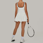 Tennis Dress for Women with Built in Shorts Womens Athletic Dresses Sleeveless Boat Neck Active Workout Skort Dress