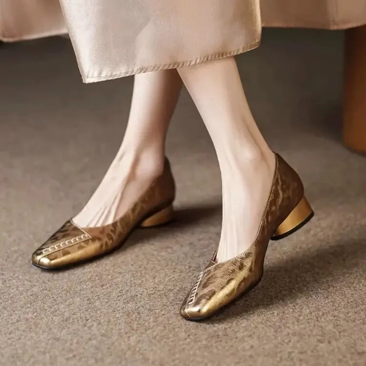 Fashionable and Comfortable Square-toe Shallow-mouth Single ShoesNew Block Heel Temperament Casual Women's Shoes