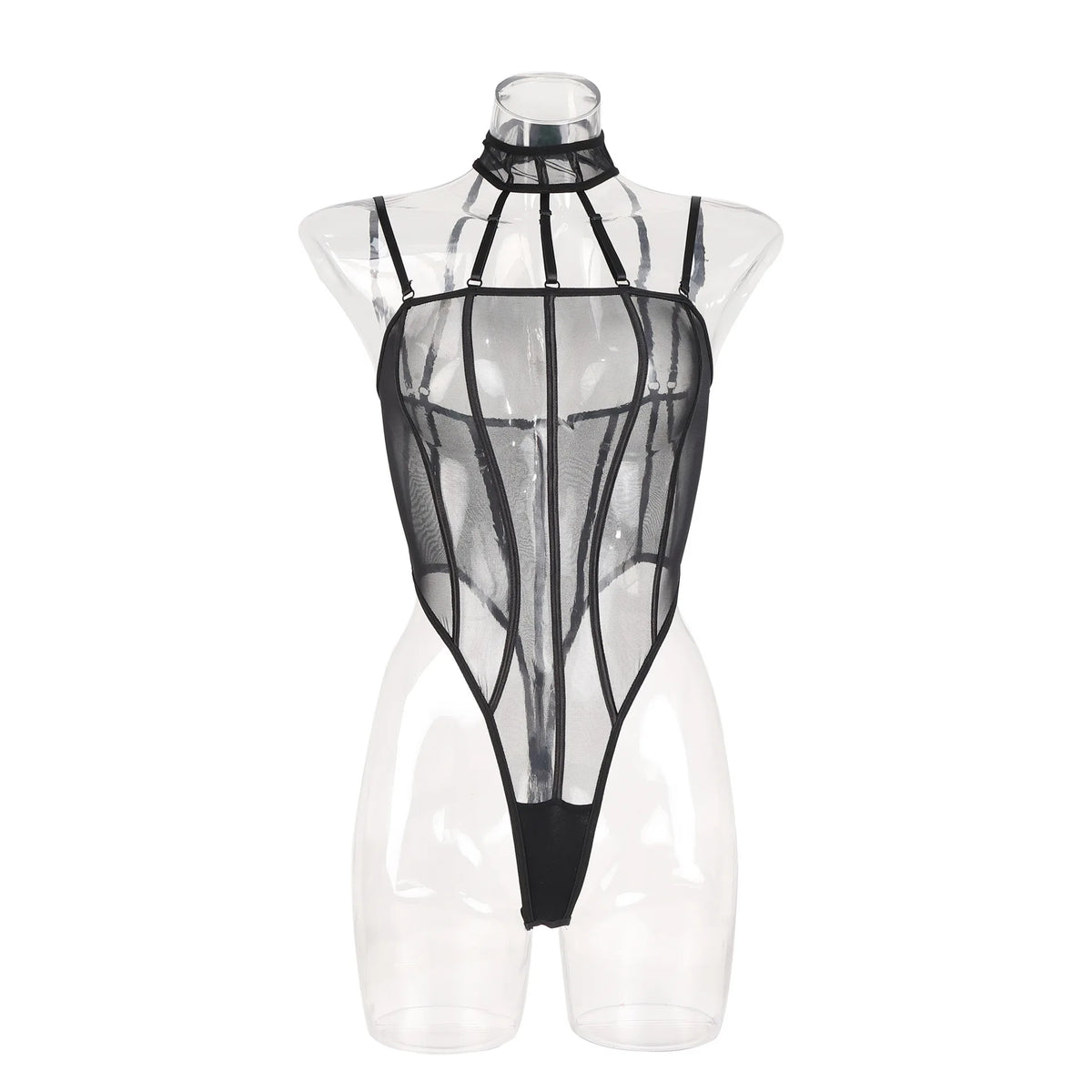 Toucheart Erotic Bodysuit Net Clothes Halter Lace See-through Skinny Backless Sissy Premium HotSeductive Women Coquette Bodysuit
