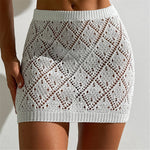 Sexy Hollow Out Crochet Knitted Tunic Beach Cover Up Cover-ups Beach Dress Beach Wear Beachwear Mini Skirt Female Women K6587