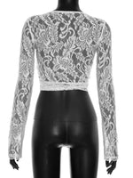 FDYOUI Women's V-neck Long Sleeve Lace T-shirt 2026 Ladies Chic Bandage Lace Tee Shirts Pink Streetwear Girls Slim Crop Tops