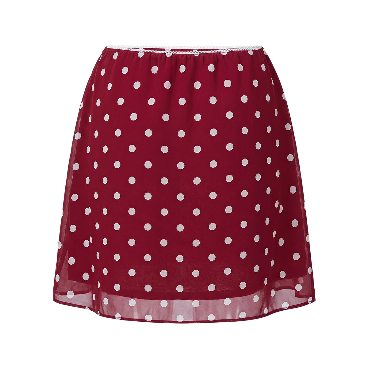 2026 Summer Women Mini Skirt Dot Print Elastic Waist Loose A-line Skirts Daily Casual Retro Skirt Streetwear