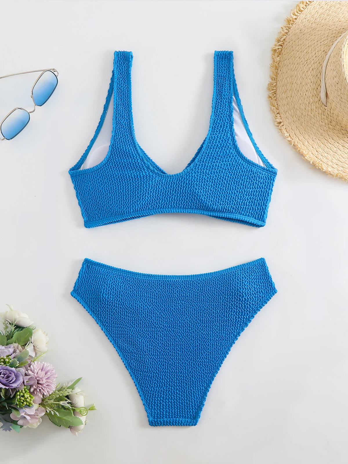 High Waist Bikini 2026 Women Sporty Swimsuit Solid Sexy Striped Swimwear Female Bathers Bathing Swimming Swim Suit Beachwear