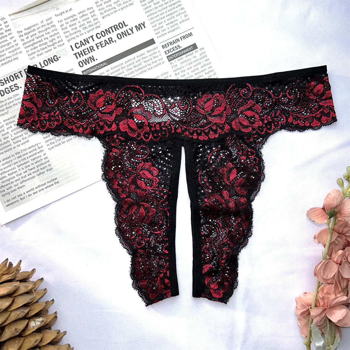 Lace Romantic Floral Thong Soft Women's Underwear G-string Comfortable Female Lingerie