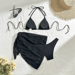 Yellow Micro Thong 3 Piece Bikini Set Damen Mesh Cover Up String Halter Swimwear Sexy Swimsuit Women 2025 Bathing Suit Bikinis