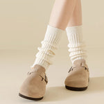 Women's warm knitted socks, autumn and winter Korean version long leg stacked socks, solid color warm dance yoga knitted socks