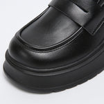Brown Pu Leather Platform Loafers for Women British Style Round Toe Thick Heel Pumps Woman Slip On High Heels Office Shoes Lady