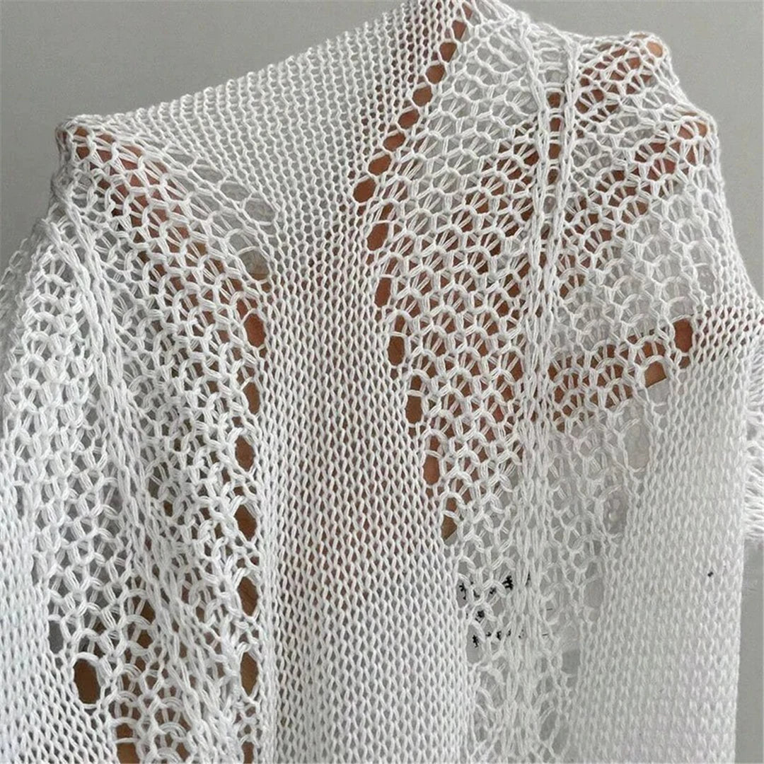 S - XL Backless Hollow Out Crochet Knitted Tunic Beach Cover Up Cover-ups Beach Dress Beach Wear Beachwear Female Women V6347