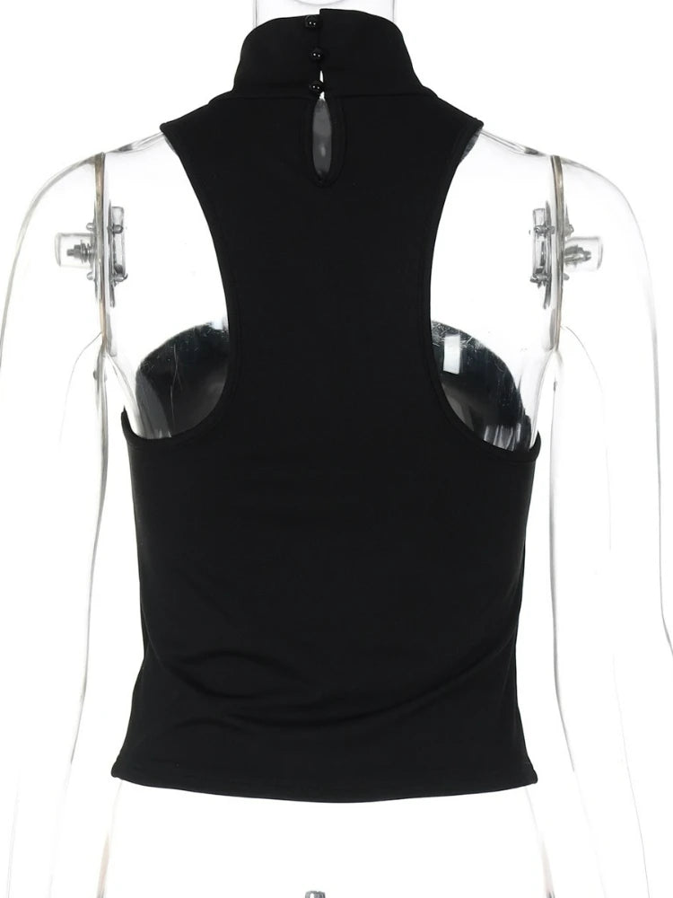FDYOUI 2026 Summer Halter Neck Off Shoulder Corset High Street Women Sexy Sleeveless Crop Top Hollow Out Slim Tank Tops Clubwear