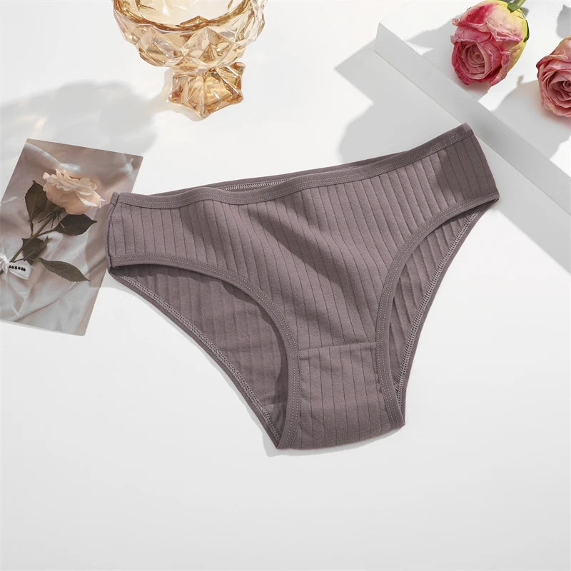 3PCS Women's Cotton Briefs Panties Female Sexy Low Waist Underwear M-XL Breathable Panty Girls Comfortable Intimates Lingerie