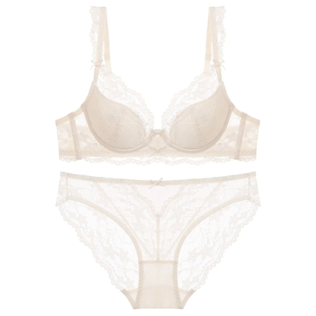 New Women Lace Flowers Embroidery Lingerie Set Sexy Hollow Thin Cup Push Up Bra Summer Comfort Underwear Adjustable Strap Bras