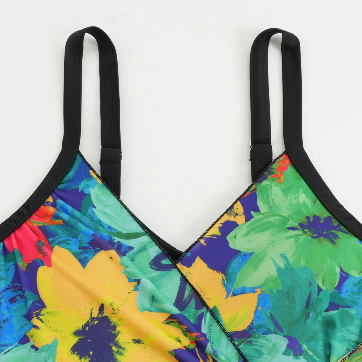 Vintage Black Tie Dye Gradient Swimwear Women 2026 V Neck Drawstring Slim Tummy Control One Piece Swimsuit Bathing Suit Monokini