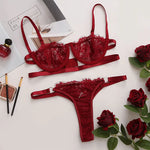 Sexy Lace Bra And Thong Set Woman Porn Fancy Sensual Luxury LingerieTransparent Underwear Exotic Sets For Women's Panty Set