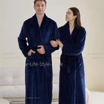 Couple Plus Size Winter Bathrobe Thick Coral Fleece Long Robe Soft Flannel Kimono Gown Loose Home Sleepwear Loungewear