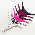 Sexy Thong for Women Underwear Briefs Seamless Panties Flower Low Rise Luxury Metal Buckle G String Bikini Girls T Pants Panty