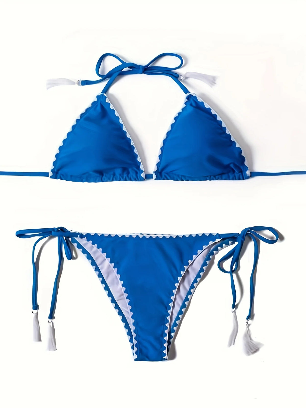 ZTVitality Blue Sexy Bikini Set 2024 New Arrival Biquini Padded Bra Halter Bandage Swimsuit Women's Swimwear Whip Stitch Summer