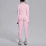 Women's Seamless Yoga Sets Sports Fitness Zipper Long-Sleeve Jacket Slim-fit Hip Lift Pants Suits Workout Training Gym Sets
