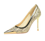 BIGTREE 2026 Fashion Metal Decoration Mesh Hollow Pointed Toe Woman Pumps Thin Heels Party Ladies Shoes Zapatillas De Mujer
