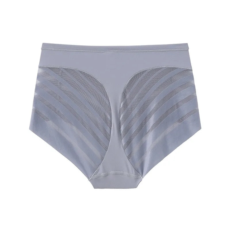 1PC Women Mid-Rise Striped Mesh Shaping Briefs Anti-Chafing Shapers Tummy Control Panties Under Skirt Plus Size Underwear M-3XL