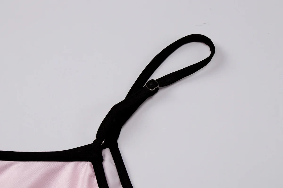 FDYOUI Y2K Camisole Tops for Women Spaghetti Strap Letter Print Pink Corset Y2K Streetwear Girls Backless Cropped Tank Top Black