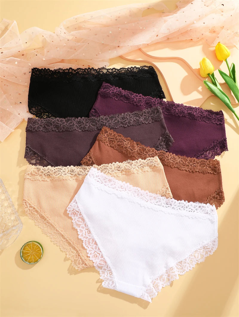 Sexy Cotton Lace Panty Women Low Waist Panties Underwear S-XL Solid Color Ladies Briefs Lingere Underware Comfortable Women