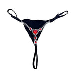 Mini G-string Bikini Thong Sexy Rhinestone Thong for Women Low Rise T Back Underpants Waist Body Chain Jewelry for Festival Rave