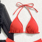Sexy 4 Pieces Bikinis Sets Women Mesh Long Sleeve Cover Up Beach Skirt Swimwear Holiday Beach Bathing Suit Patchwork Swimsuit