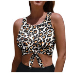 Women's Swimsuit Sexy Bikini Solid Leopard Print Padded Bra Tops Swimwear Bathing Swimming Crop Top Female Summer Beachwear