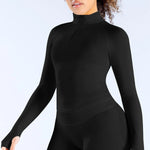 Women Half Zip Long Sleeve Yoga Top Thumb Hole Slim Fit Stretchy Sports Workout Running Fitness Active Shirts