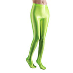 Women Leggings Stage Performance Glossy Shiny High Waist Fitness with Socks Stage Show Skinny Yoga Trousers Women Clothing