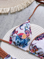 Fashion Print Halter Mini Thong High Cut Bikini Female Swimsuit Women Swimwear Two-pieces Bikini Set Bather Bathing Suit Swim