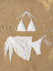 Sexy White Cover Up Skirt 3 Piece Bikini Women Lace Bandage Thong Swimsuit 2025 Beach Push Up Bathing Suit Swimwear Biquini