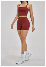 Naked Yoga Suit Workout Clothes Women Back Cross Shockproof Slim Sports Tank Top High Waist Short Fitness Suit Athletic Wear