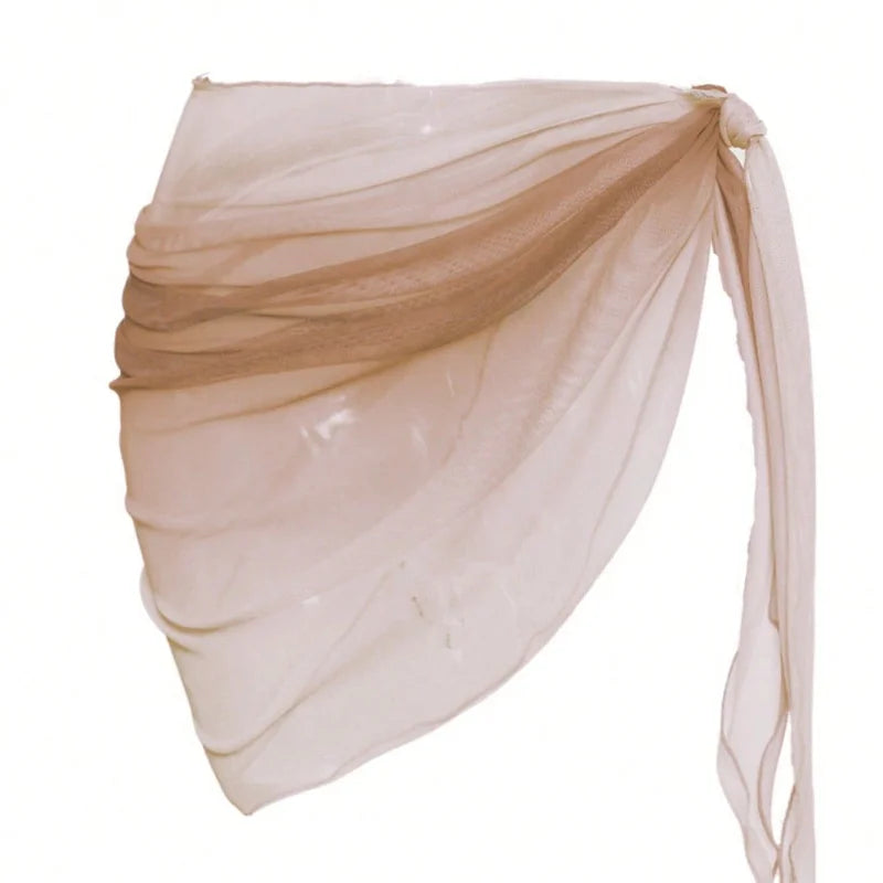 Summer Beach Bikini Wrap Sheer Short Skirt for Women Gradient Color Sarong Swimsuit Coverups Girls Skirt Scarf Swimwear Cover-Up
