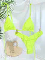 Miyouj Glitter Fabric Bikinis 2026 Sexy Bikini Set Folds Swimsuit Female Halter Bathing Suit Women Swimwear New Beachwear