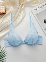 Lace Bralette Push Up Bras for Women blue Lace Underwear Women's steel ring Bra Solid Color Sexy Lingerie Backless Bra MR2635