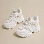 Breathable Chunky White Sneakers for Women Fashion Laser Thick Bottom Vulcanize Shoes Woman 2025 Lace Up Platform Running Shoes