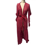 See-through Women Bath Party Dress Mesh Fluffy Sleeve Pleated Lace-up Bow Waist Wedding Night Honeymoon Bathrobe Nightdress
