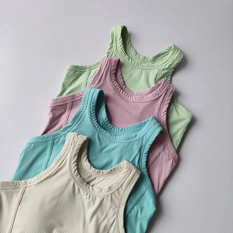 Women's Quick Drying Breathable Yoga Sports Vest I-Shaped Back Sports Bra Fitness Bra Chest Cushion Support