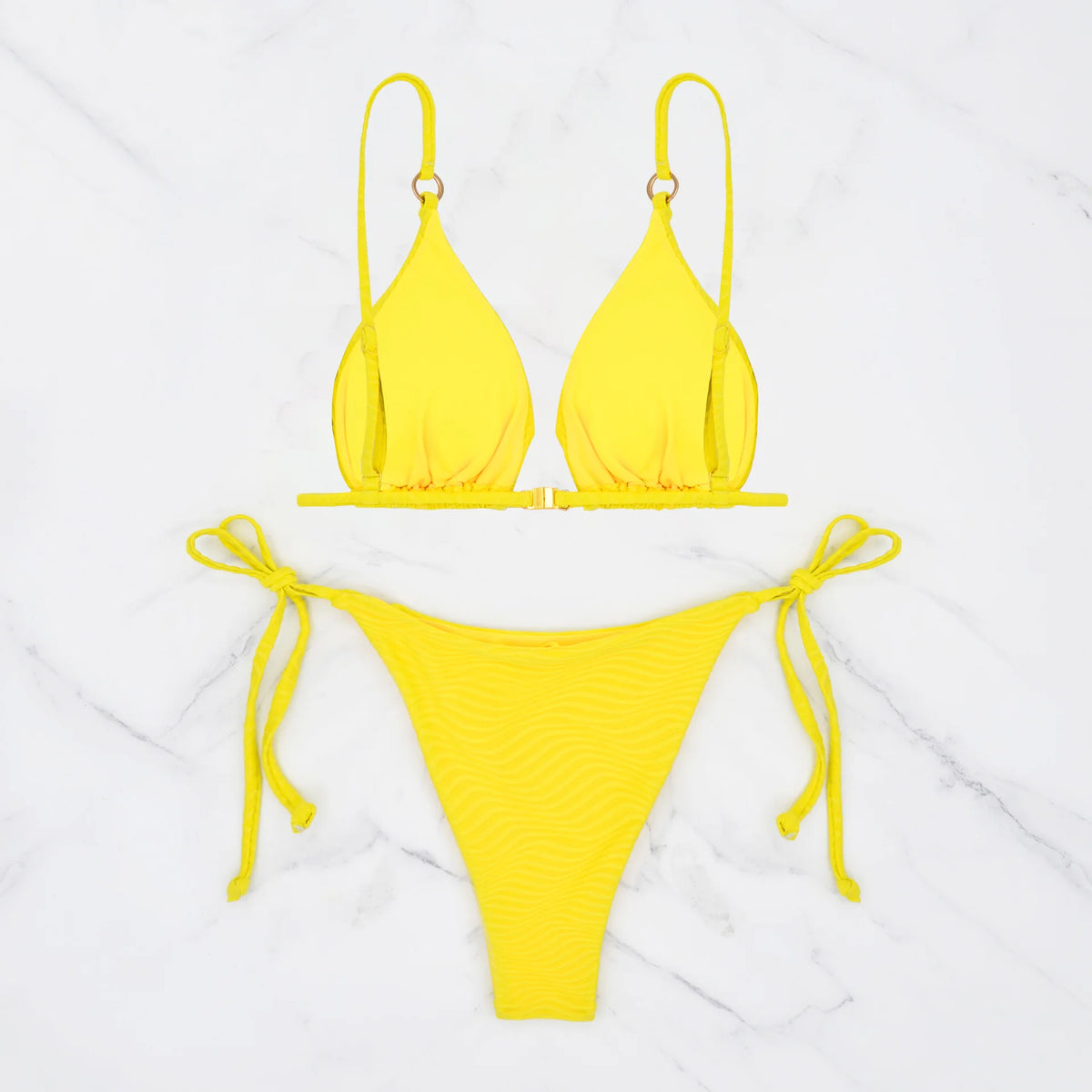 DEKA Women's Solid Color Swimwear Tie Side String Bikini Tanga Triangle Two Piece Swimsuits Bathing Bra Top Bottom Beachwear