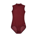 Solid Color Spring Stand-up Collar Sleeveless Tank Top For Women Light Mature Style Sexy Slim-fit See-through Mesh Bodysuit WHBH
